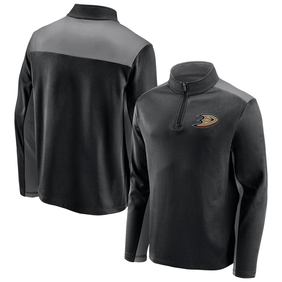 Anaheim Ducks Fanatics Branded Team Primary Logo Quarter-Zip Jacket - Black