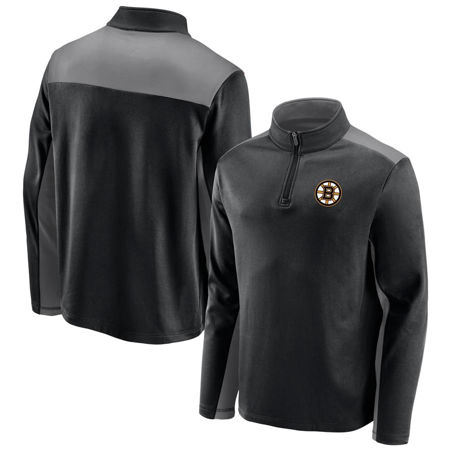 Boston Bruins Fanatics Branded Team Primary Logo Quarter-Zip Jacket - Black