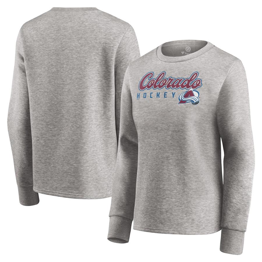 Colorado Avalanche Fanatics Branded Women's Fan Favorite Script Pullover Sweatshirt - Heathered Gray