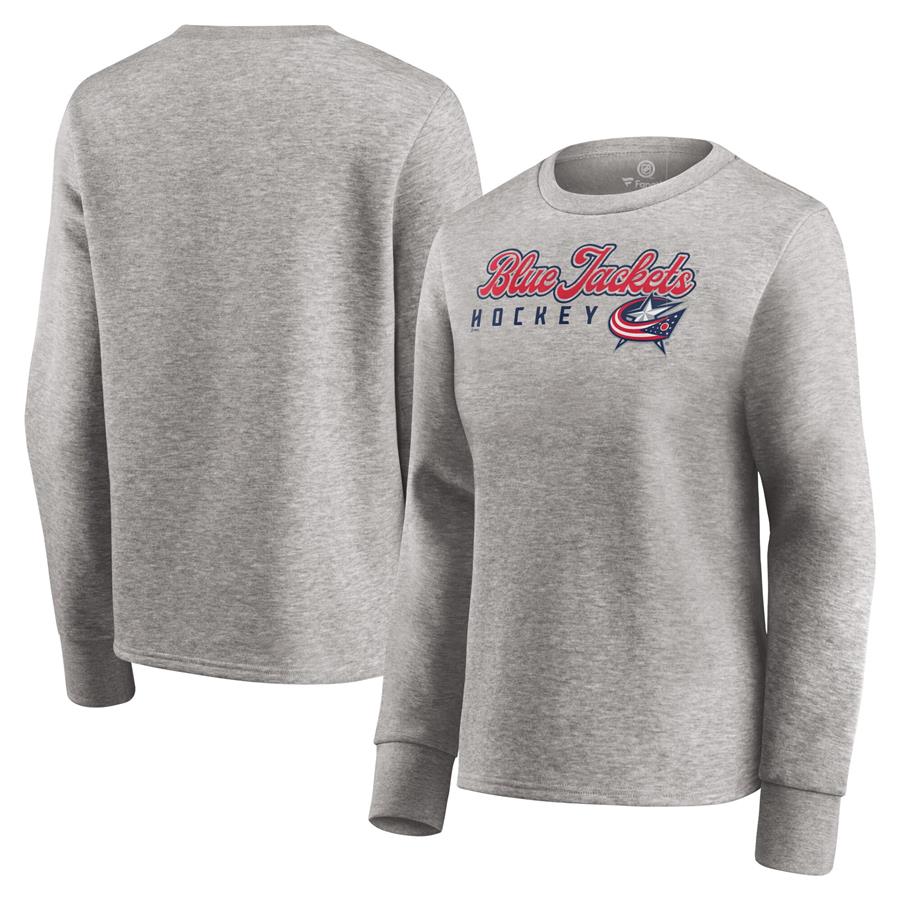 Columbus Blue Jackets Fanatics Branded Women's Fan Favorite Script Pullover Sweatshirt - Heathered Gray