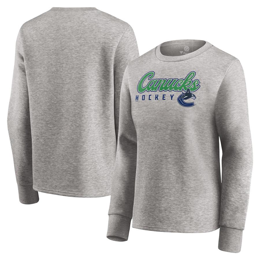 Vancouver Canucks Fanatics Branded Women's Fan Favorite Script Pullover Sweatshirt - Heathered Gray