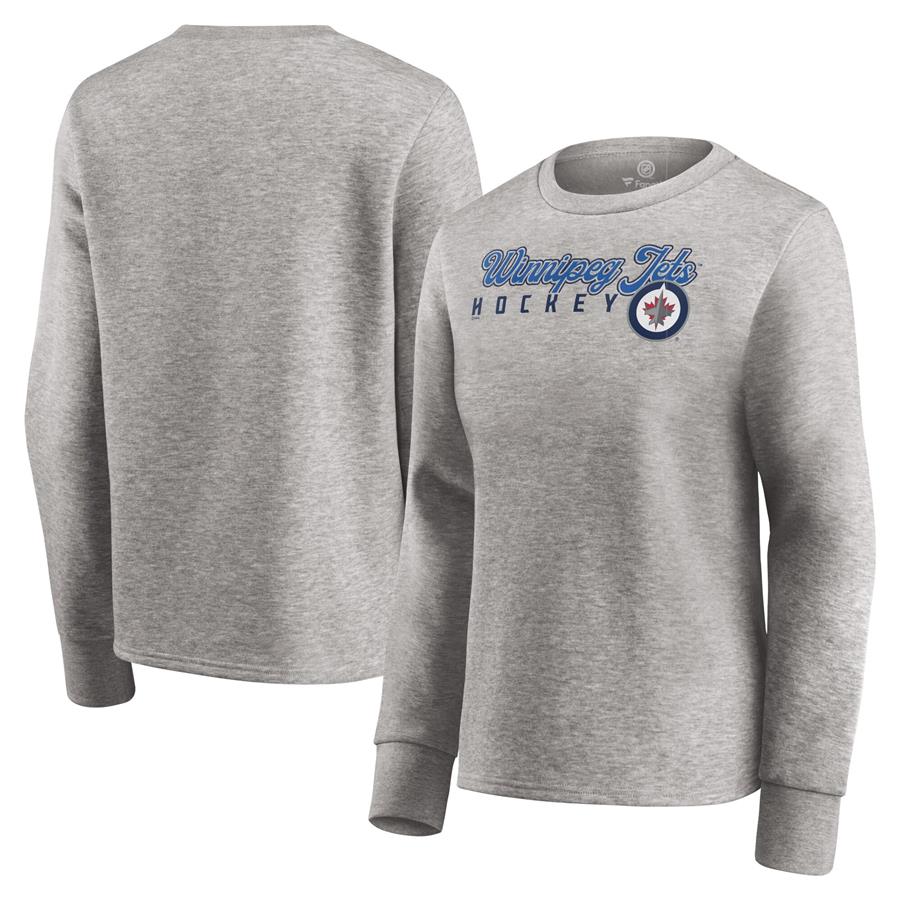 Winnipeg Jets Fanatics Branded Women's Fan Favorite Script Pullover Sweatshirt - Heathered Gray