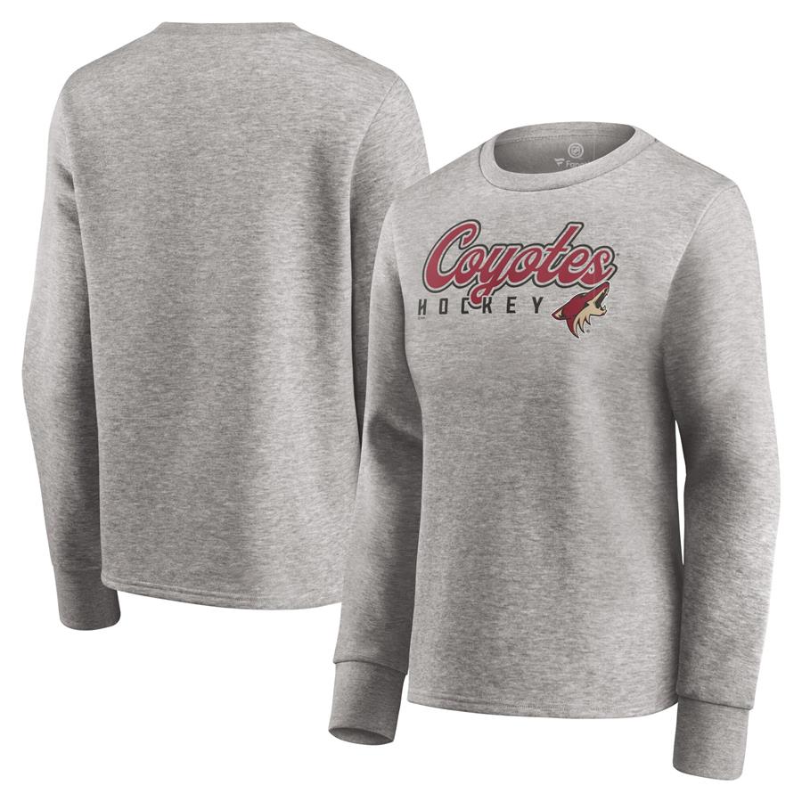 Arizona Coyotes Fanatics Branded Women's Fan Favorite Script Pullover Sweatshirt - Heathered Gray