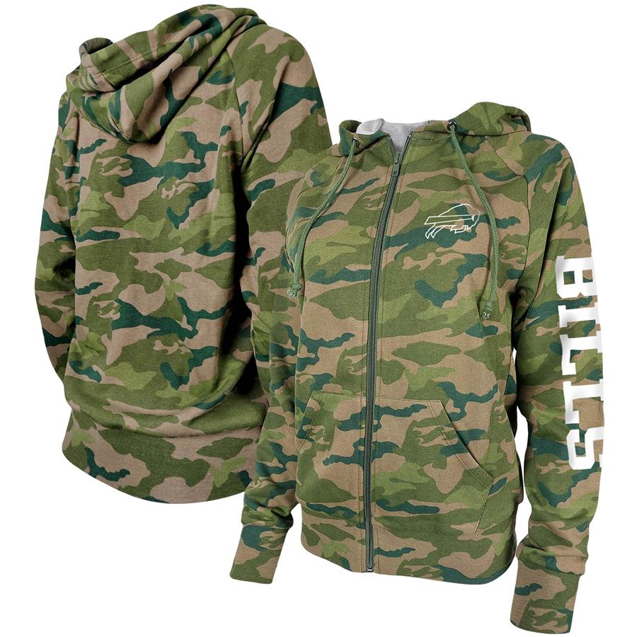 Buffalo Bills New Era Women's Raglan Full-Zip Hoodie - Camo