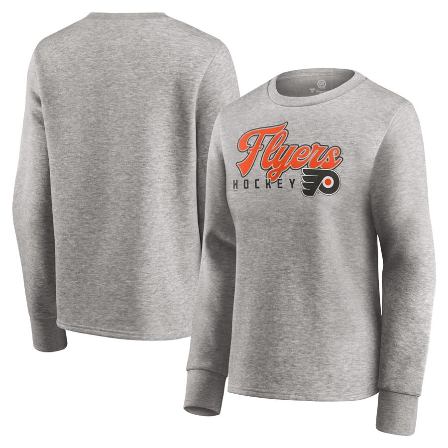 Philadelphia Flyers Fanatics Branded Women's Fan Favorite Script Pullover Sweatshirt - Heathered Gray