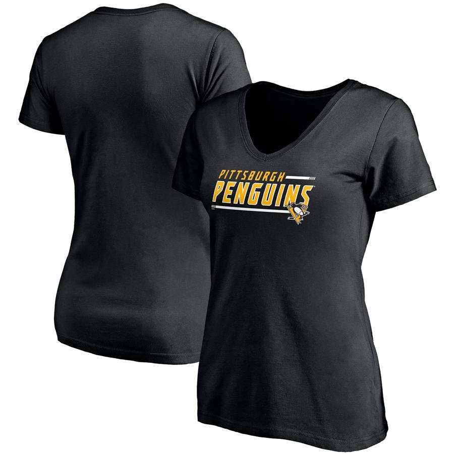 Pittsburgh Penguins Fanatics Branded Women's Mascot In Bounds V-Neck T-Shirt - Black