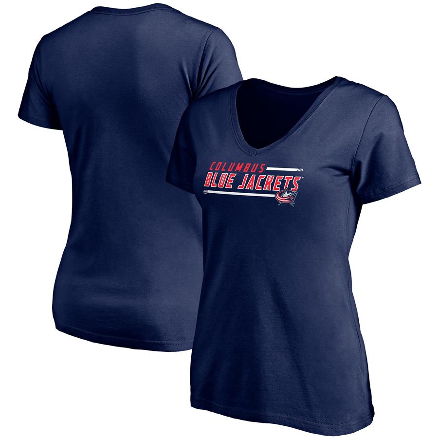 Columbus Blue Jackets Fanatics Branded Women's Mascot In Bounds V-Neck T-Shirt - Navy