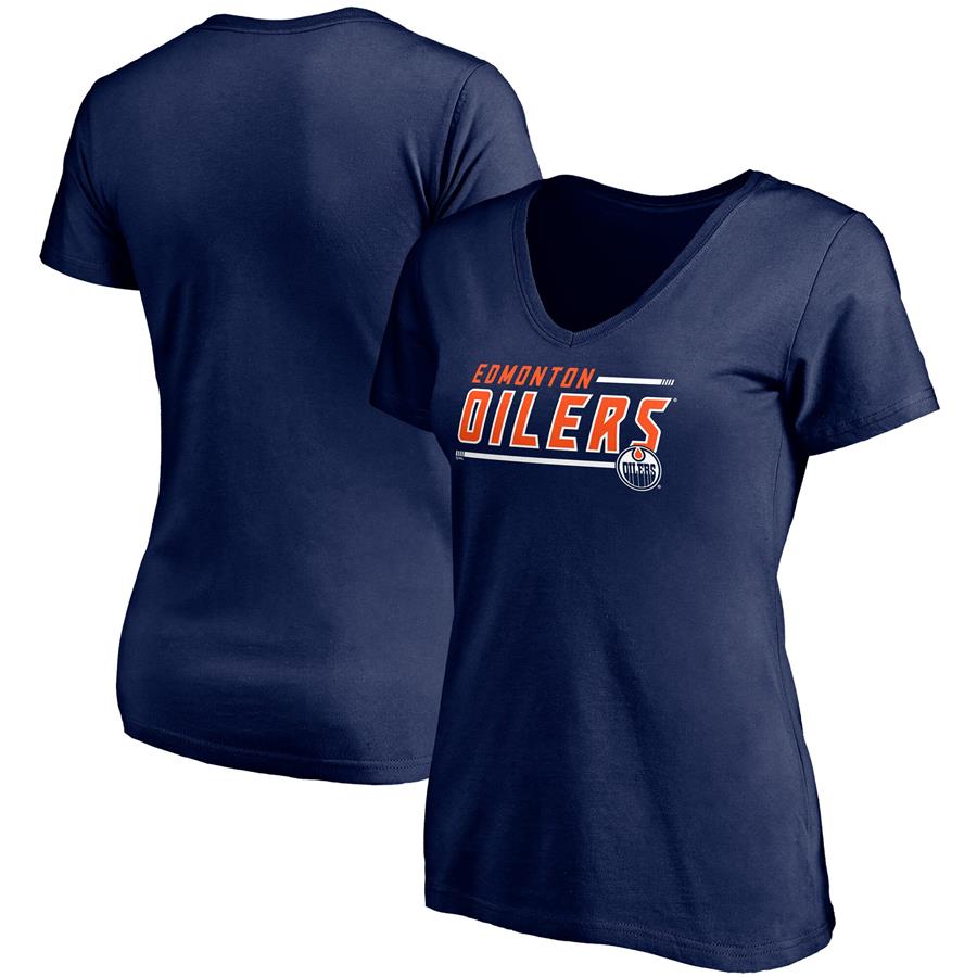 Edmonton Oilers Fanatics Branded Women's Mascot In Bounds V-Neck T-Shirt - Navy