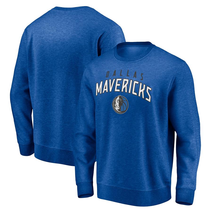 Dallas Mavericks Fanatics Branded Game Time Arch Pullover Sweatshirt - Heathered Blue