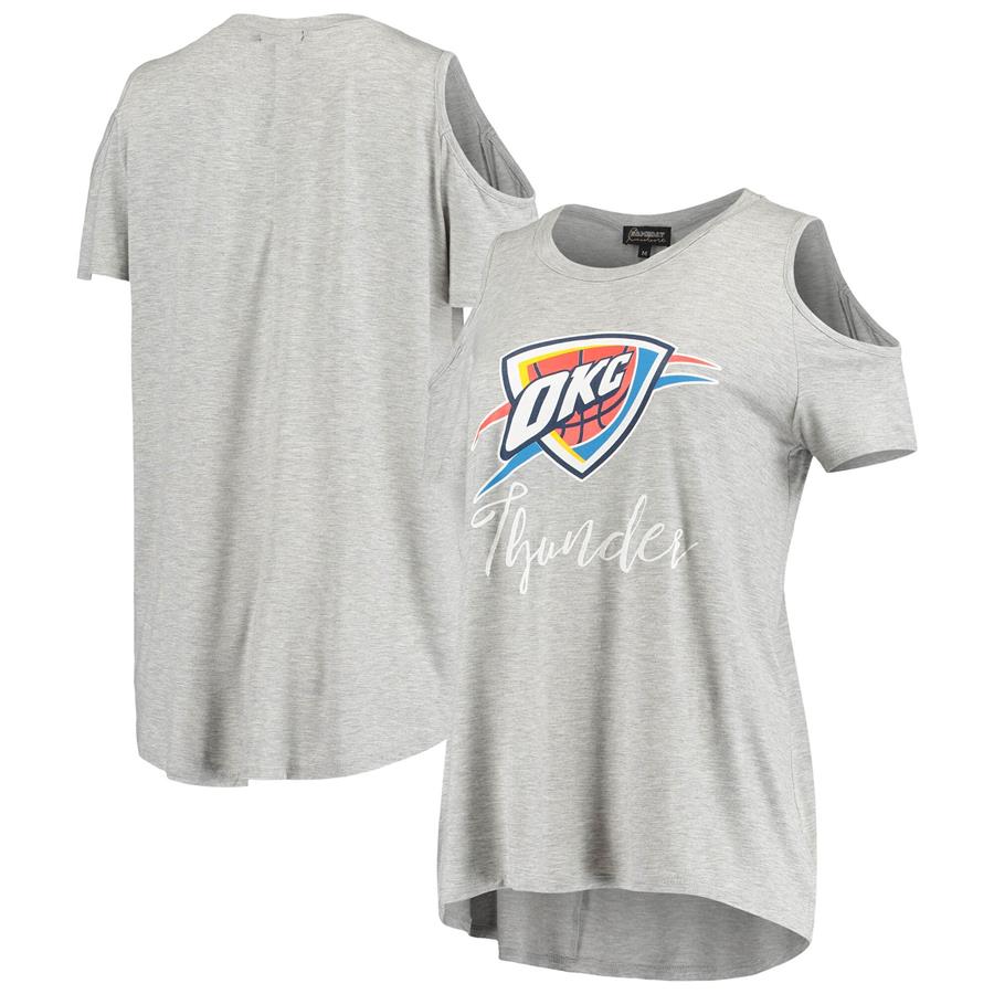 Oklahoma City Thunder Women's Flowy Cold Shoulder T-Shirt - Heathered Gray