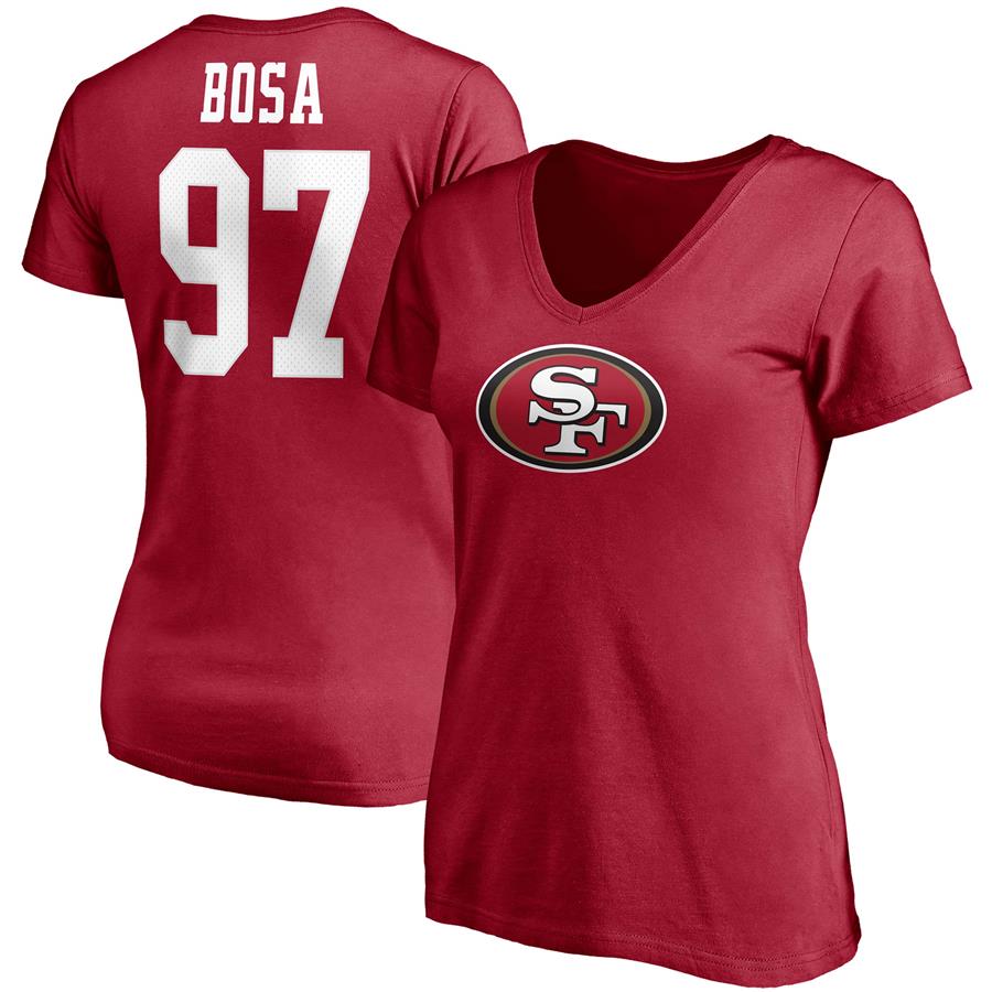 Nick Bosa San Francisco 49ers Fanatics Branded Women's Player Icon Name & Number V-Neck T-Shirt - Scarlet