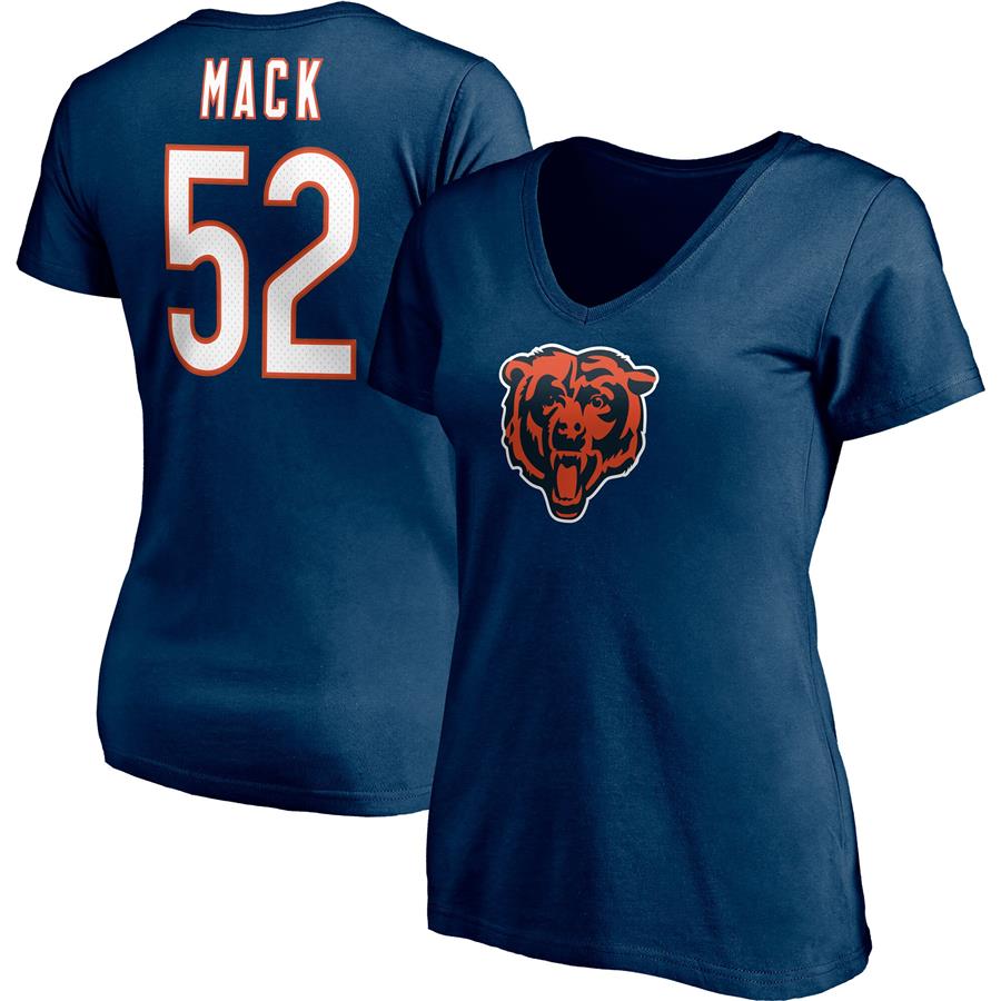Khalil Mack Chicago Bears Fanatics Branded Women's Player Icon Name & Number V-Neck T-Shirt - Navy