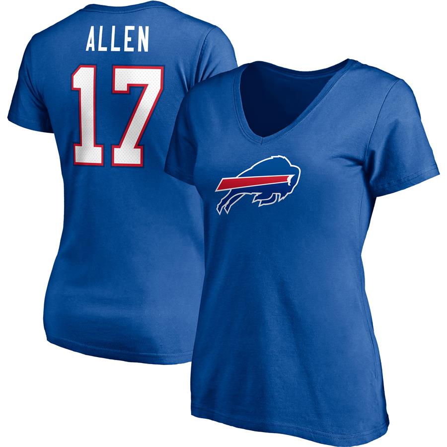 Josh Allen Buffalo Bills Fanatics Branded Women's Player Icon Name & Number V-Neck T-Shirt - Royal