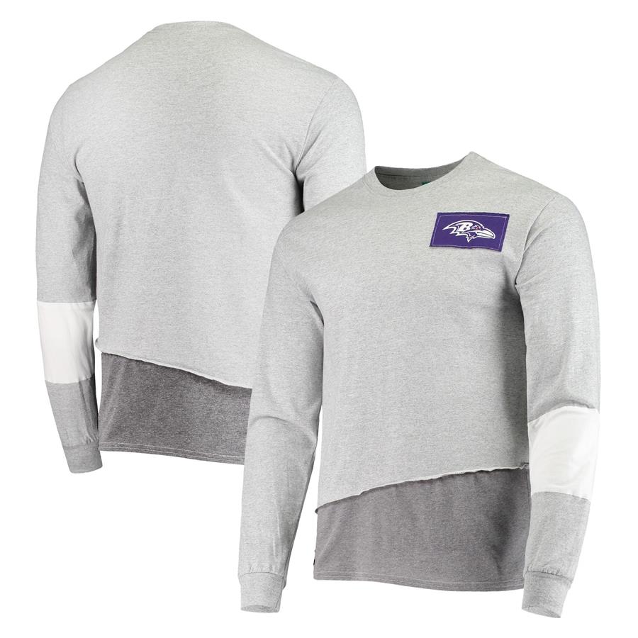 Baltimore Ravens Refried Apparel Sustainable Angle Long Sleeve T-Shirt - Gray