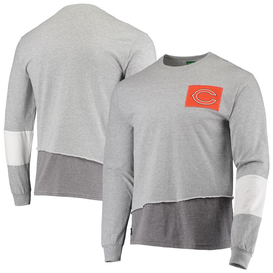 Chicago Bears Refried Apparel Sustainable Angle Long Sleeve T-Shirt - Heather Gray
