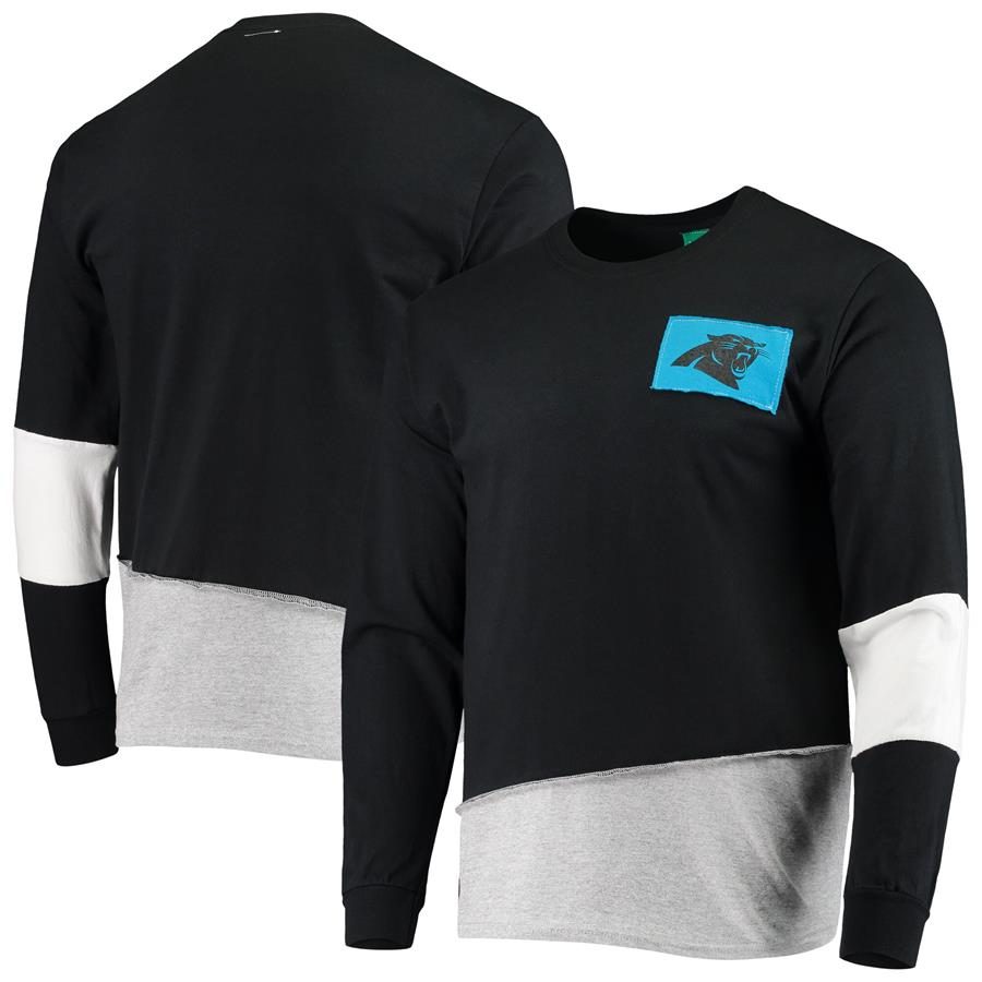 Carolina Panthers Refried Apparel Sustainable Angle Long Sleeve T-Shirt - Black