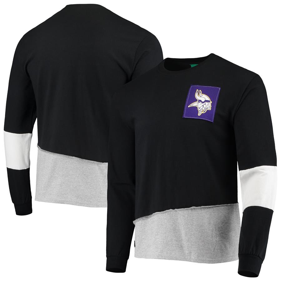 Minnesota Vikings Refried Apparel Sustainable Angle Long Sleeve T-Shirt - Black
