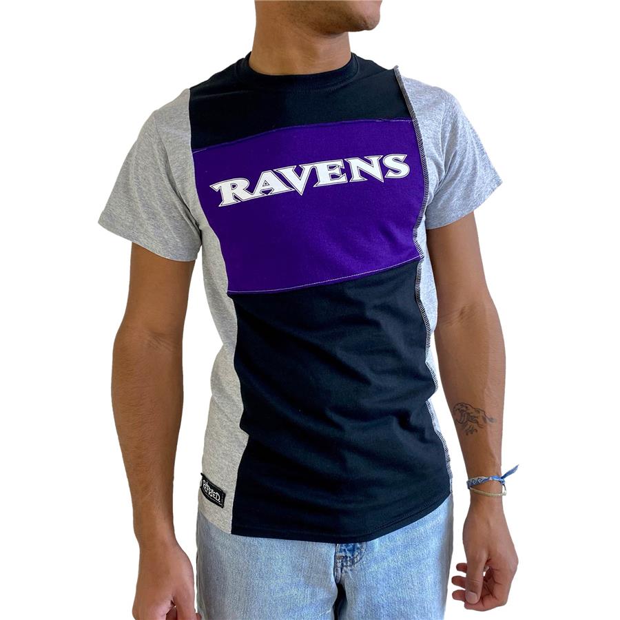 Baltimore Ravens Refried Apparel Sustainable Split T-Shirt - Heather Black