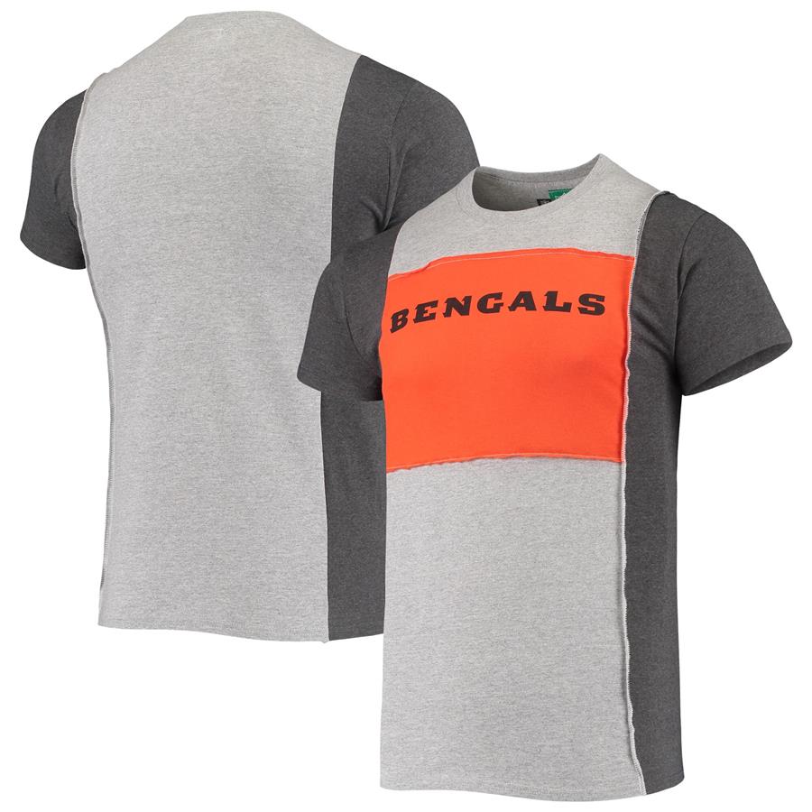 Cincinnati Bengals Refried Apparel Sustainable Split T-Shirt - Heather Gray