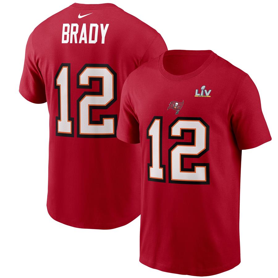 Tom Brady Tampa Bay Buccaneers Nike Super Bowl LV Bound Name & Number T-Shirt - Red