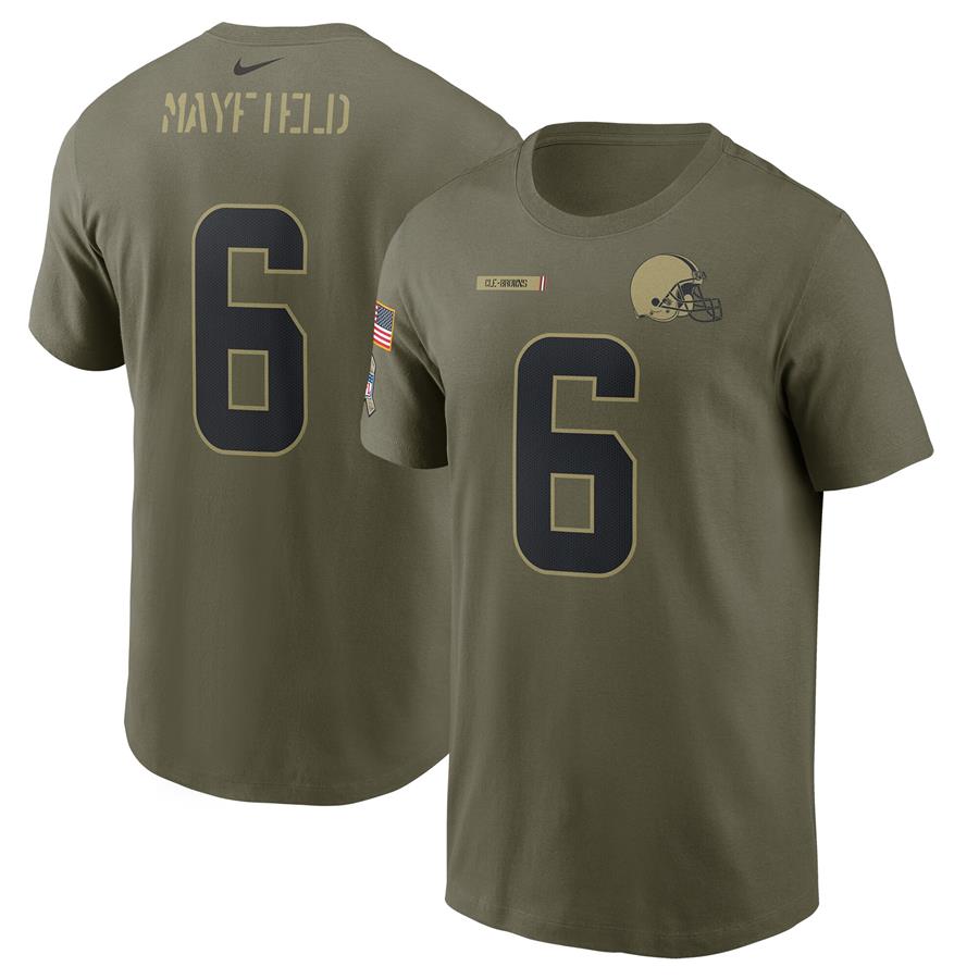 Baker Mayfield Cleveland Browns Nike 2021 Salute To Service Name & Number T-Shirt - Camo