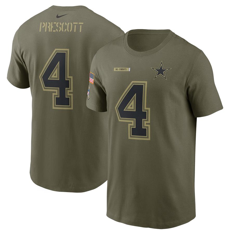 Dak Prescott Dallas Cowboys Nike 2021 Salute To Service Name & Number T-Shirt - Camo