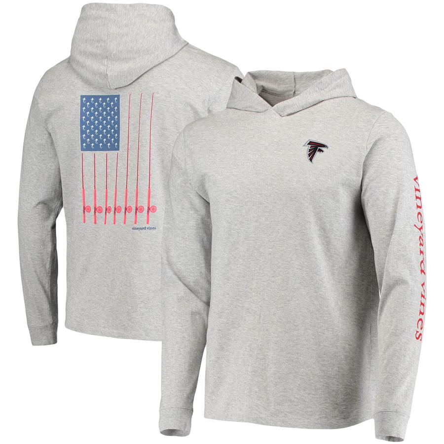 Atlanta Falcons Vineyard Vines Hoodie Long Sleeve T-Shirt - Heathered Gray