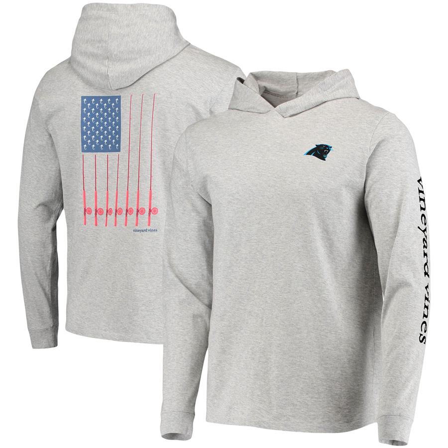 Carolina Panthers Vineyard Vines Hoodie Long Sleeve T-Shirt - Heathered Gray