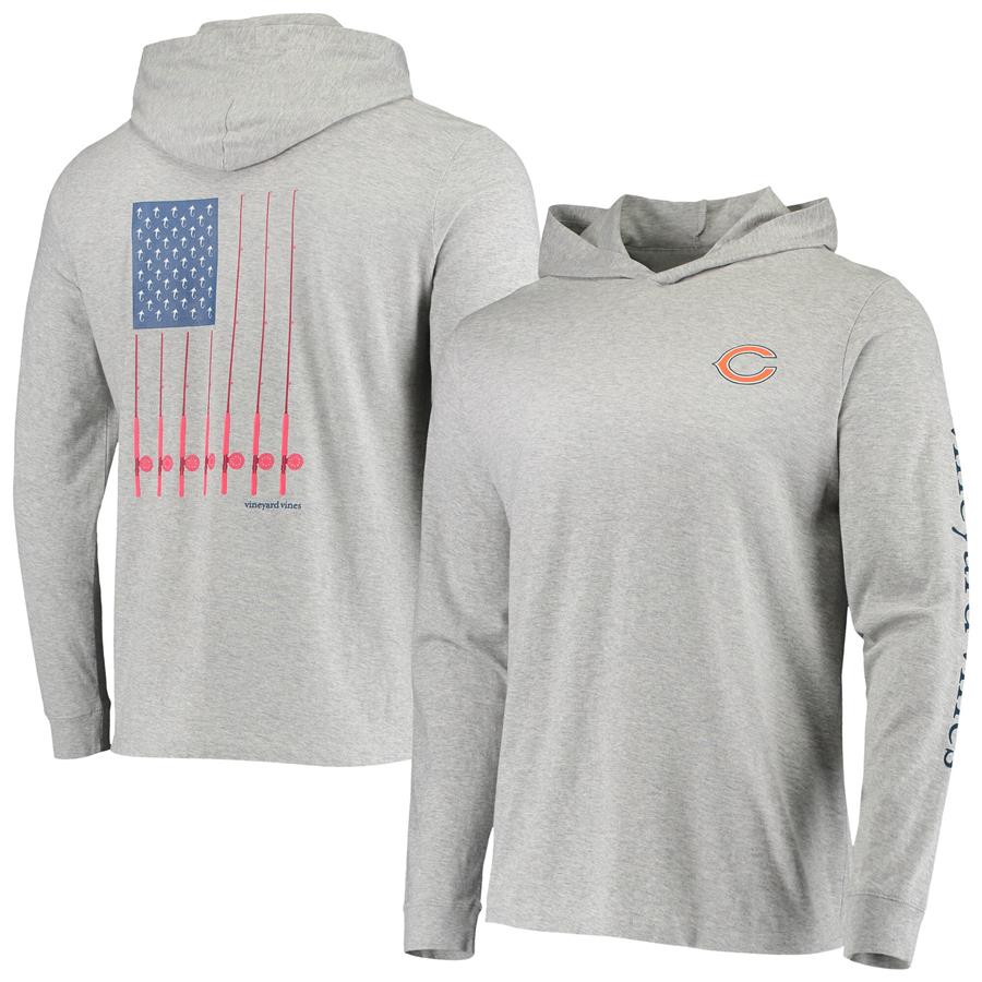 Chicago Bears Vineyard Vines Hoodie Long Sleeve T-Shirt - Heathered Gray