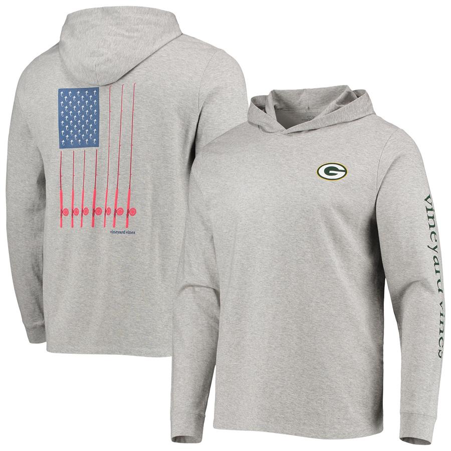 Green Bay Packers Vineyard Vines Hoodie Long Sleeve T-Shirt - Heathered Gray