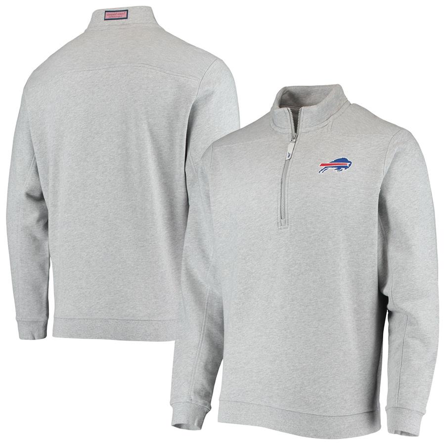 Buffalo Bills Vineyard Vines Shep Shirt Team Quarter-Zip Jacket - Heathered Gray