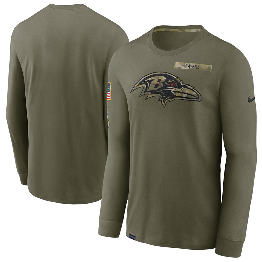 Baltimore Ravens Nike 2021 Salute To Service Performance Long Sleeve T-Shirt - Olive