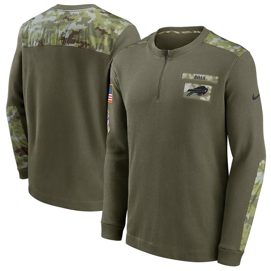 Buffalo Bills Nike 2021 Salute To Service Henley Long Sleeve Thermal Top - Olive