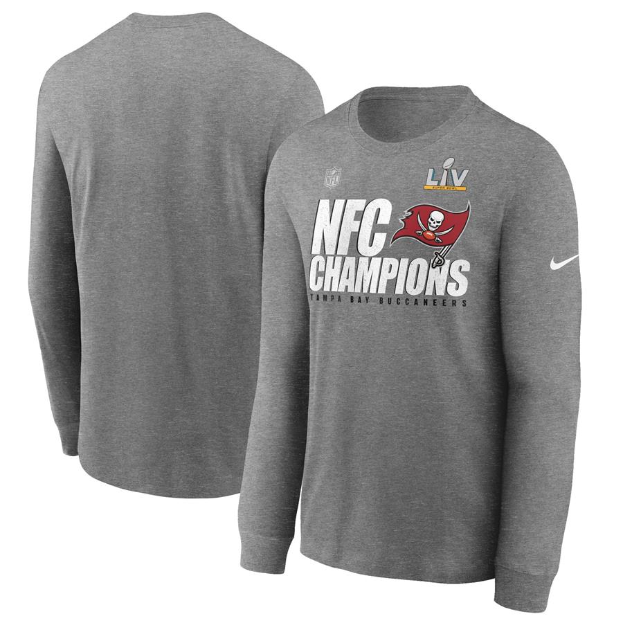 Tampa Bay Buccaneers Nike 2020 NFC Champions Locker Room Trophy Collection Long Sleeve T-Shirt - Heather Gray