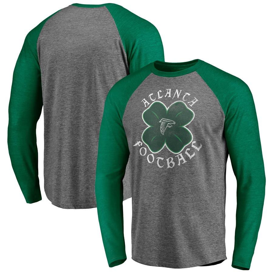 Atlanta Falcons Fanatics Branded St. Patrick's Day Celtic Crew Tri-Blend Raglan Long Sleeve T-Shirt - Heathered Gray