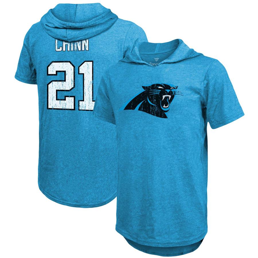 Jeremy Chinn Carolina Panthers Majestic Threads Player Name & Number Tri-Blend Hoodie T-Shirt - Blue
