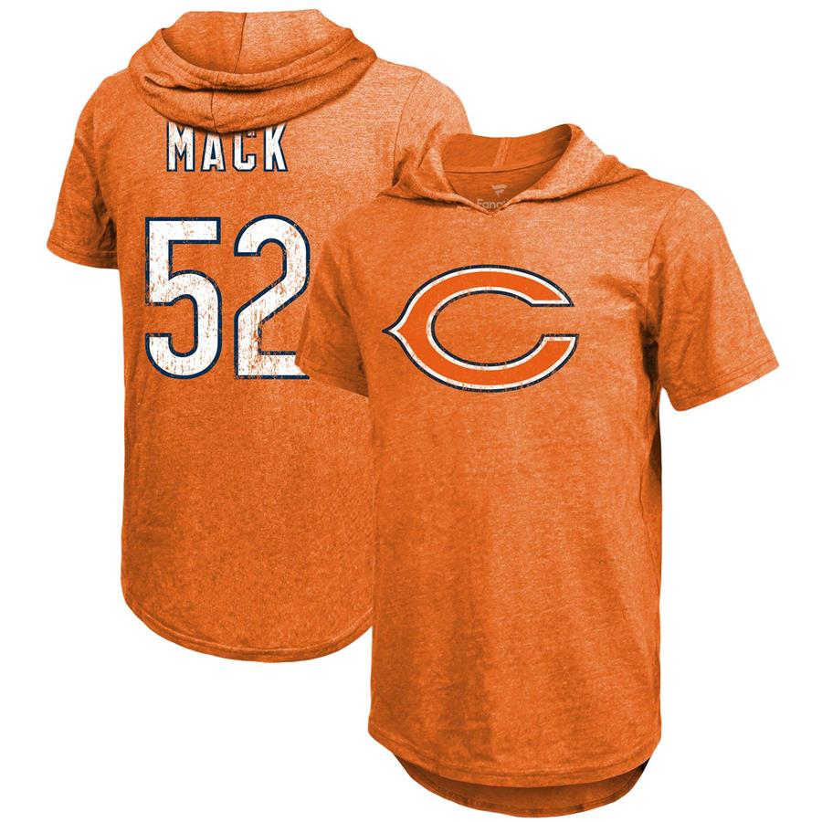 Khalil Mack Chicago Bears Majestic Threads Name & Number Tri-Blend Hoodie T-Shirt - Heathered Orange