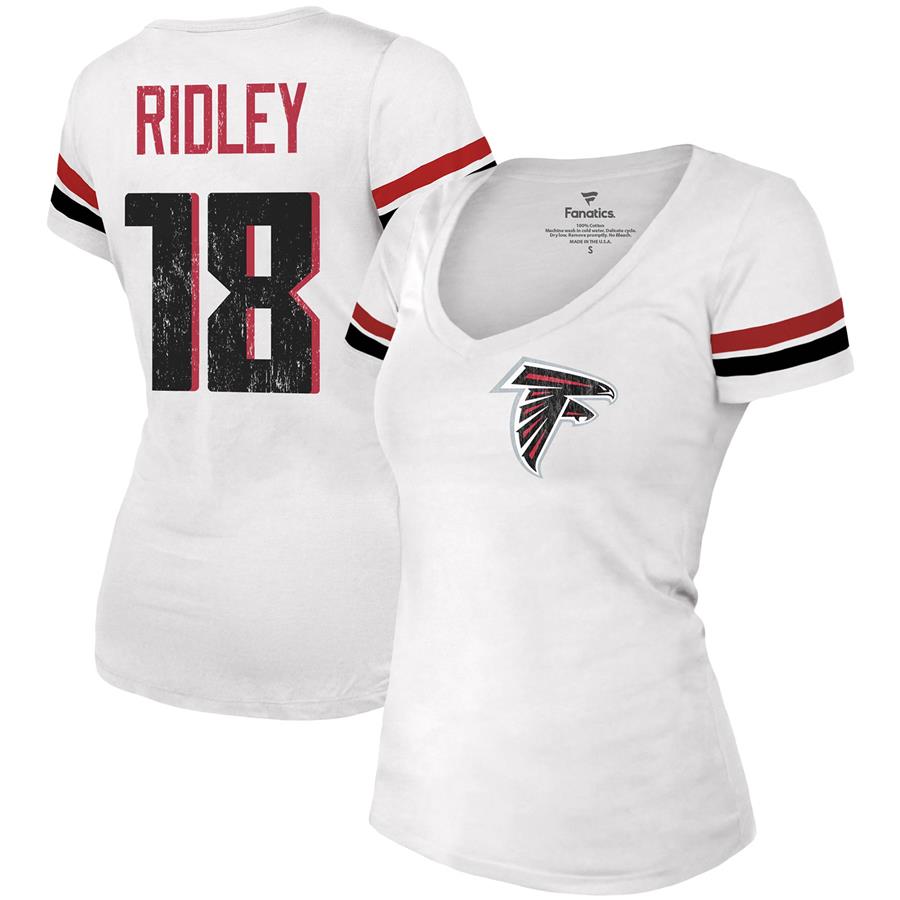 Calvin Ridley Atlanta Falcons Majestic Threads Women's Name & Number V-Neck T-Shirt - White