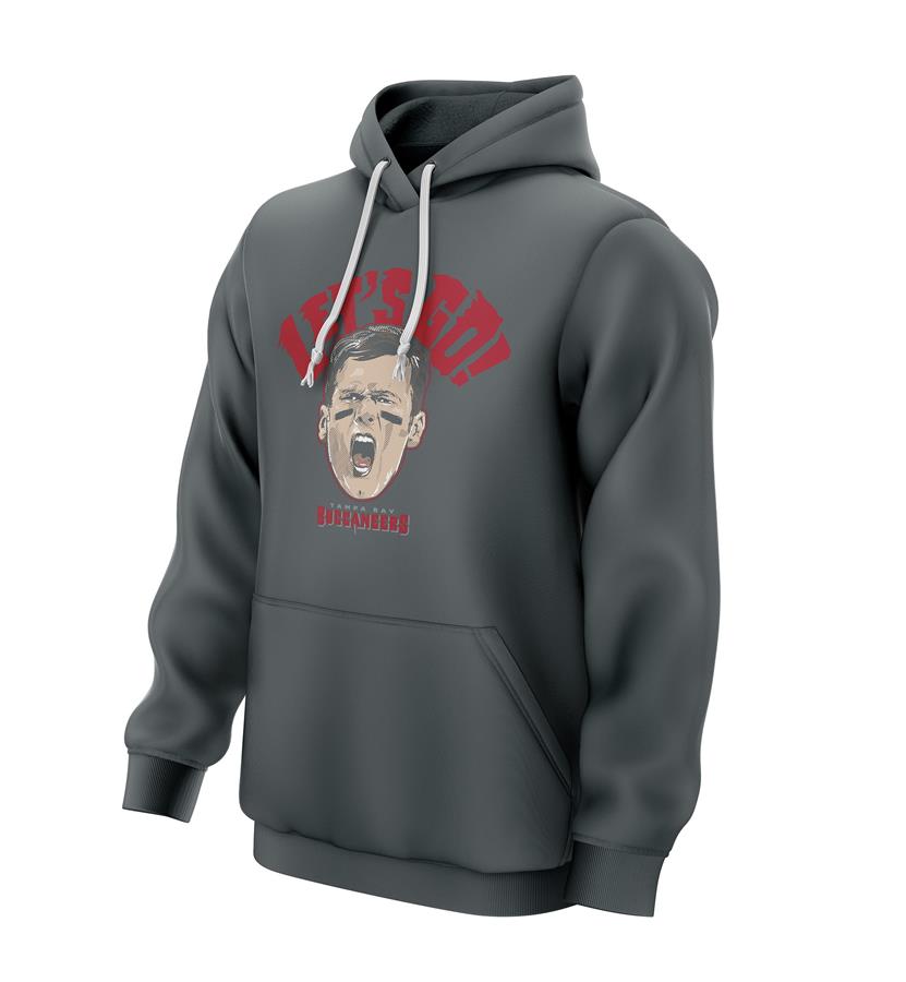 Tom Brady Tampa Bay Buccaneers Let's Go Pullover Hoodie - Gray