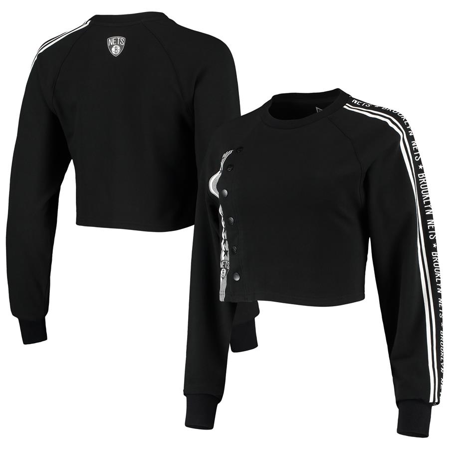 Brooklyn Nets Qore Women's Cozy Team Crop Long Sleeve T-Shirt - Black