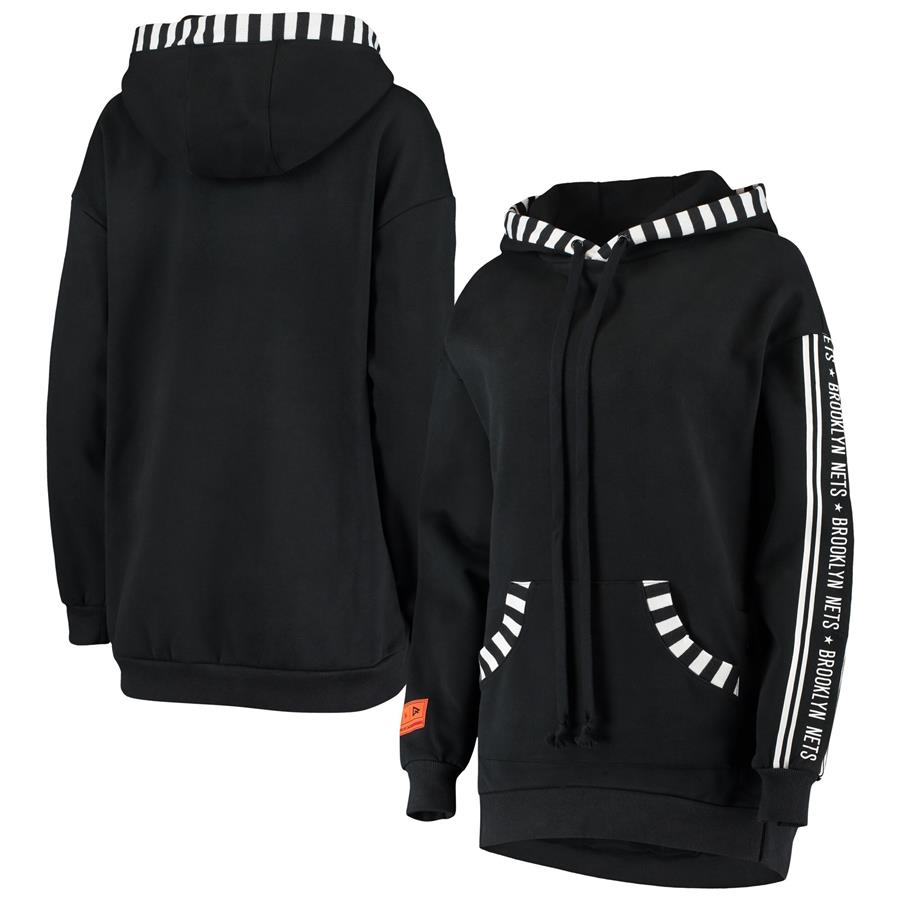 Brooklyn Nets Qore Women's Perfectly Oversized Team Pullover Hoodie - Black