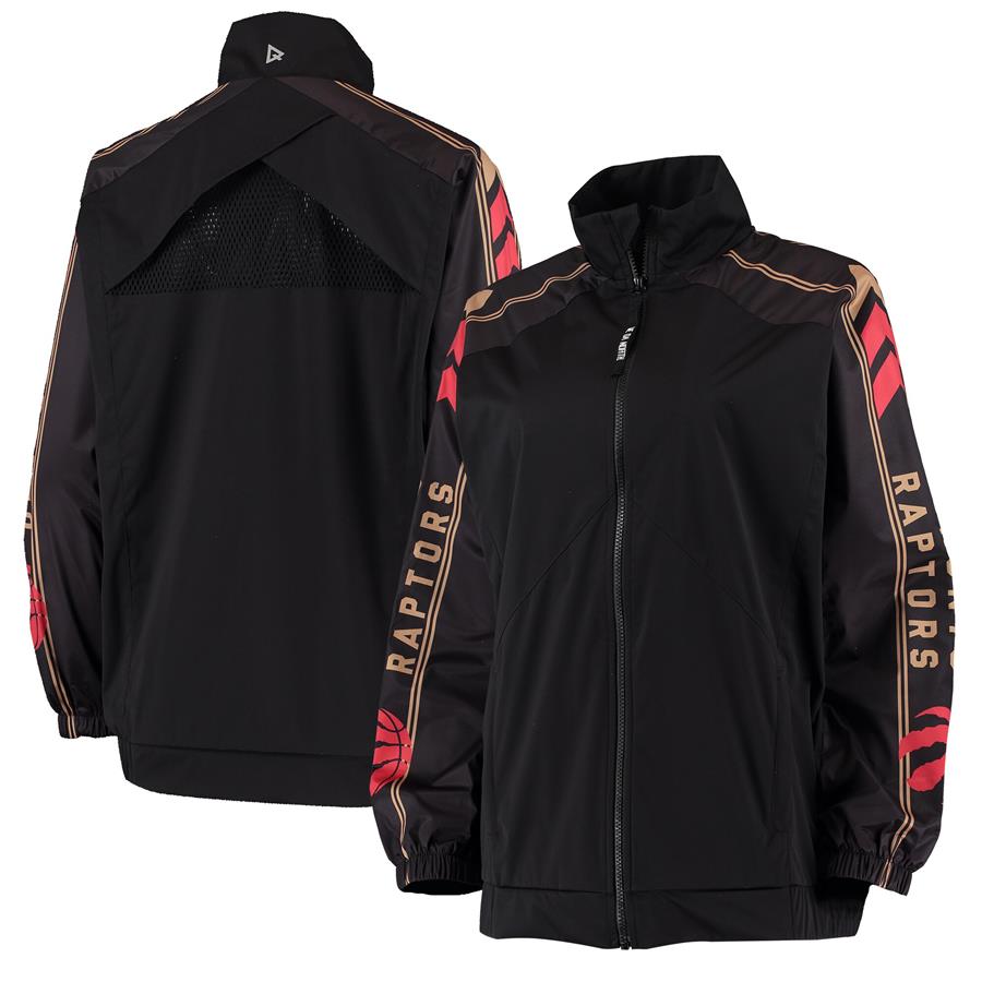 Toronto Raptors Qore Women's Throwback Team Full-Zip Windbreaker Jacket - Black