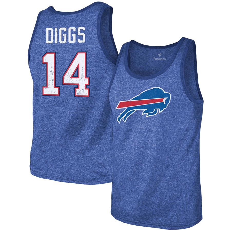 Stefon Diggs Buffalo Bills Majestic Threads Name & Number Tri-Blend Tank Top - Heathered Royal