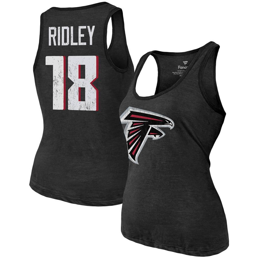 Calvin Ridley Atlanta Falcons Majestic Threads Women's Name & Number Tri-Blend Tank Top - Heathered Black