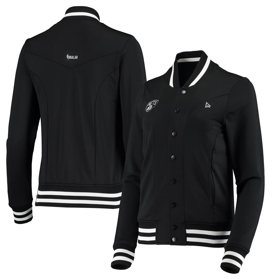 Brooklyn Nets Qore Women's Nostalgic Full-Snap Tracksuit Jacket - Black