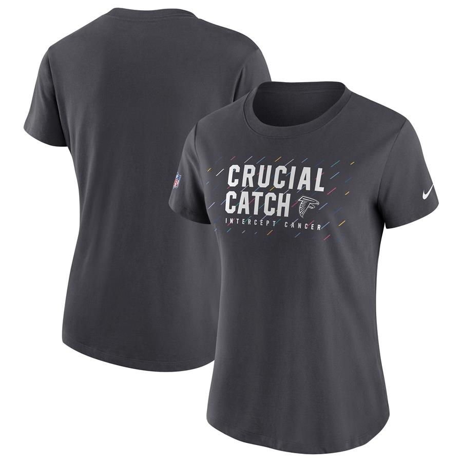 Atlanta Falcons Nike Women's 2021 NFL Crucial Catch Performance T-Shirt - Anthracite