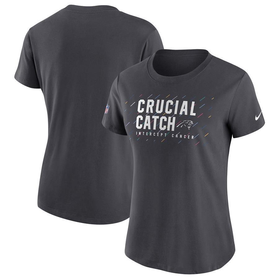Carolina Panthers Nike Women's 2021 NFL Crucial Catch Performance T-Shirt - Anthracite