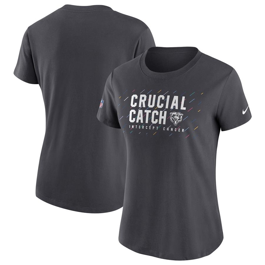 Chicago Bears Nike Women's 2021 NFL Crucial Catch Performance T-Shirt - Anthracite
