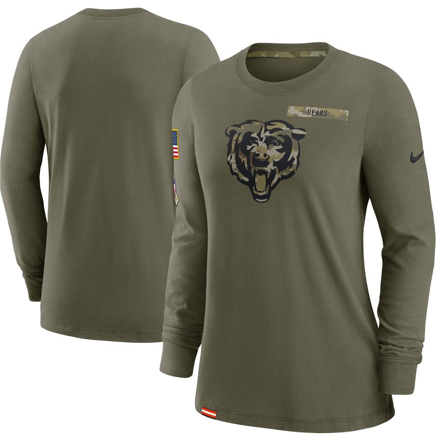 Chicago Bears Nike Women's 2021 Salute To Service Performance Long Sleeve T-Shirt - Olive