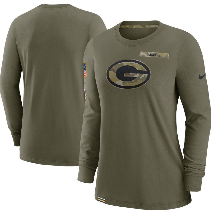 Green Bay Packers Nike Women's 2021 Salute To Service Performance Long Sleeve T-Shirt - Olive